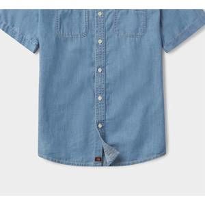 NEW THE NORMAL BRAND men's chambray short sleeve button up in medium wash
